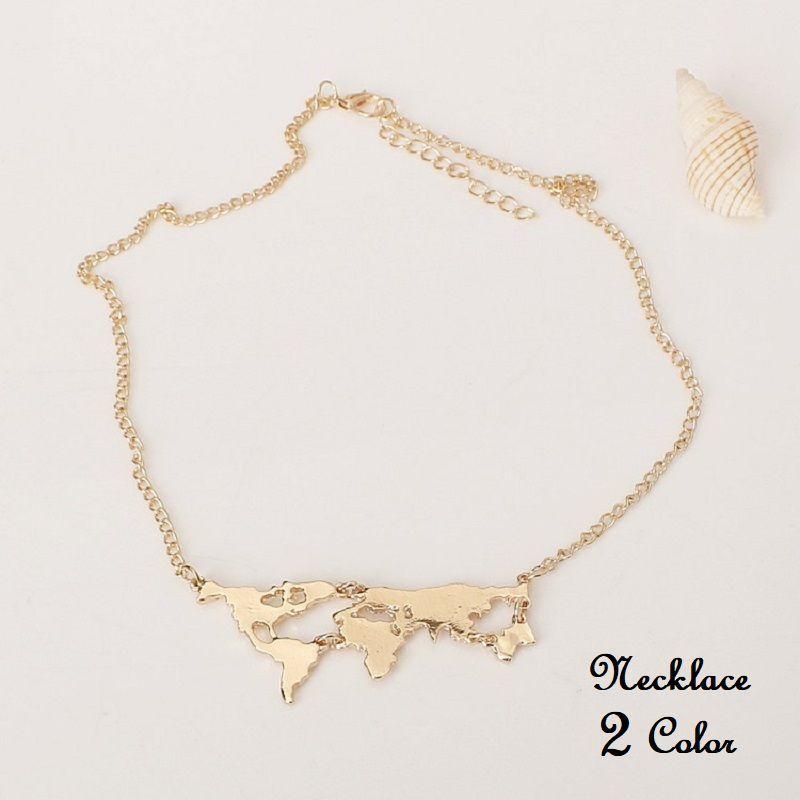 ネックレス 世界地図 マップ ゴールドカラー シルバーカラー ペンダント レディース アクセサリー おしゃれ 可愛い シンプル ユニーク Zak Kawaemon 通販 Yahoo ショッピング