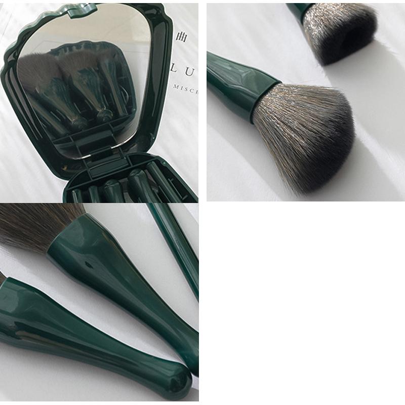 メイクブラシ 5本セット ケース入り ミラー付き シェル 貝殻 おしゃれ