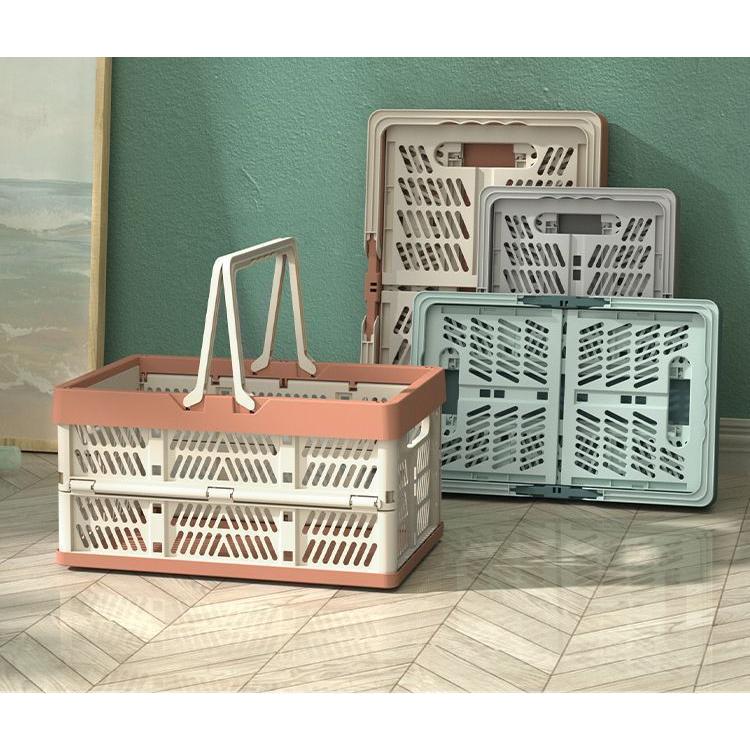 折りたたみバスケット コンテナ 小サイズ 取っ手付き キャンプ