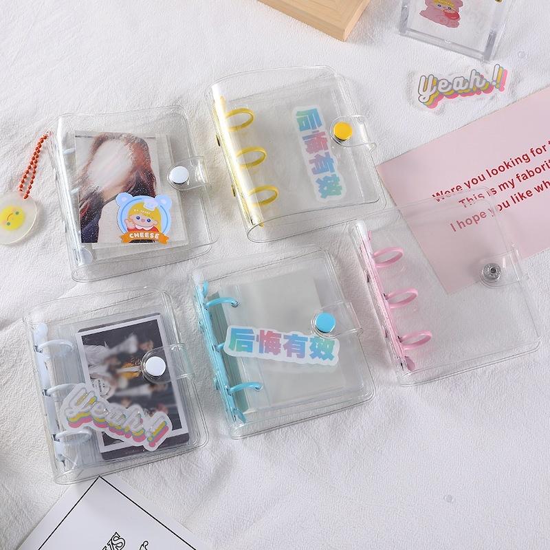 ミニバインダー 3穴 トレカケース メモ帳 透明 クリア ラメ入り 保護