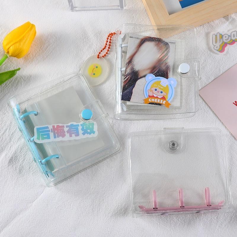 ミニバインダー 3穴 トレカケース メモ帳 透明 クリア ラメ入り 保護