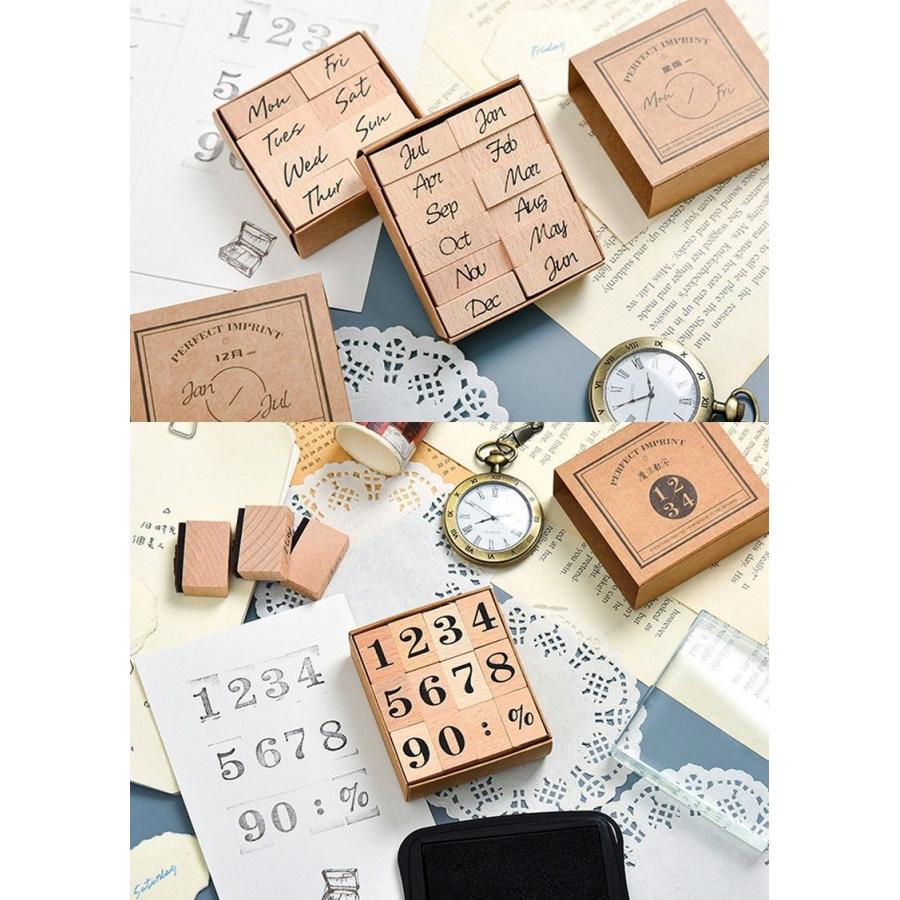 スタンプ デザインスタンプ 単品 1箱 ゴム印 はんこ 判子 木製 数字 