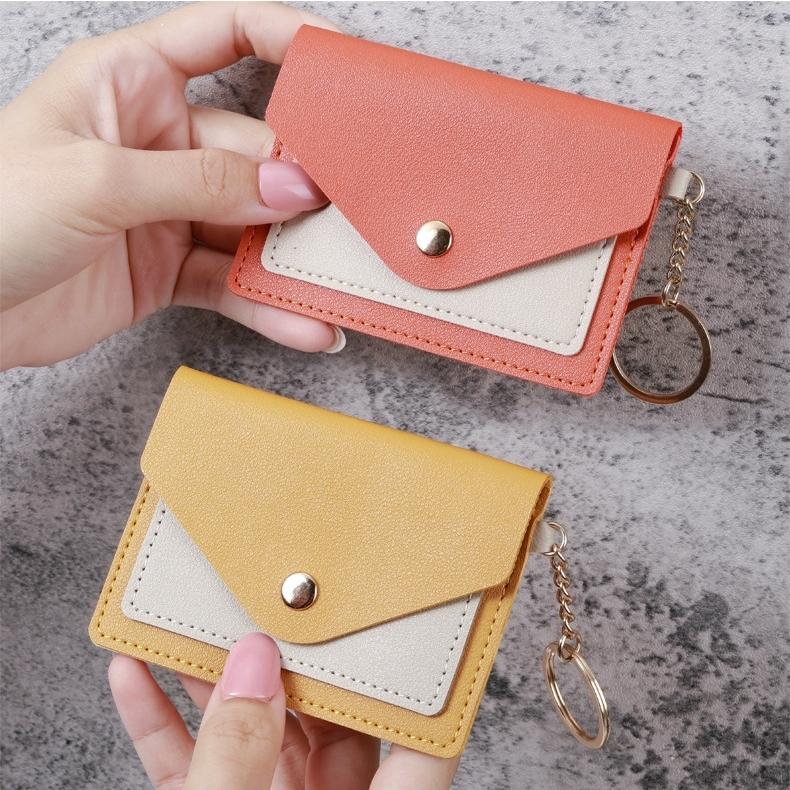 キーホルダー　キーケース　キーリング　カードケース　ケース　小銭入れ パスケース 定期入れ キーリング付き 横型 薄型 レザー調 カードケース