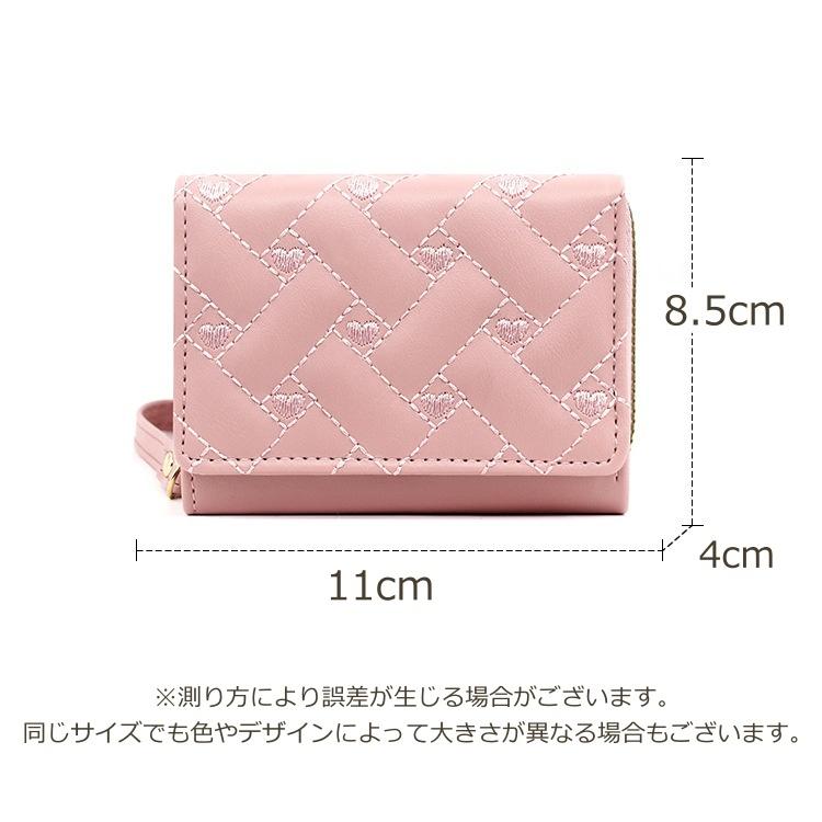 三つ折り財布 レディース 財布 三つ折り PUレザー ハート ストラップ