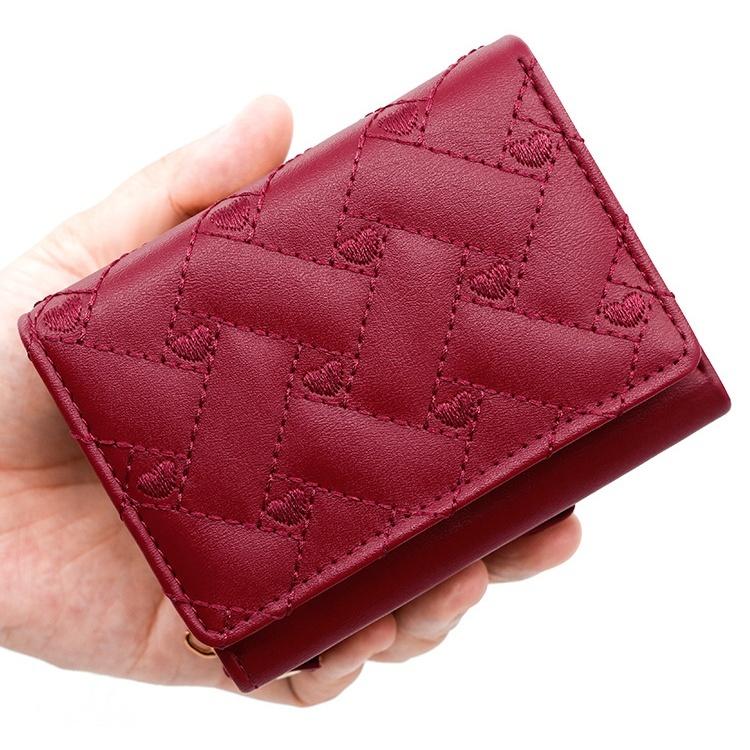 三つ折り財布 レディース 財布 三つ折り PUレザー ハート ストラップ