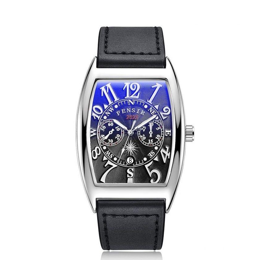 腕時計 ウォッチ メンズ 強化ガラス ステンレス PUレザー トノー型