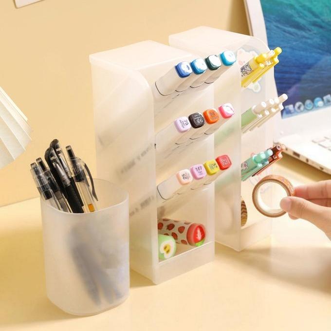 ペン立て ペンケース ペンホルダー 鉛筆立て 文房具入れ 机上収納 斜め