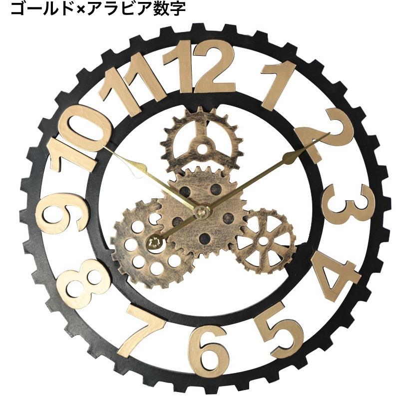 掛け時計 壁掛け時計 歯車時計 アナログ時計 丸 円型 サークル型 北欧風 レトロ ローマ数字 アラビア数字 アンティーク風 立体的 電池式 装飾時計｜kawa-e-mon｜04