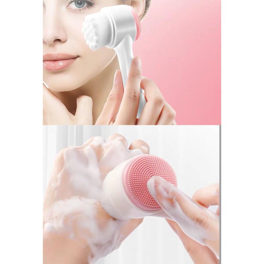 洗顔ブラシ 2WAY クレンジングブラシ 洗顔グッズ 毛穴ブラシ