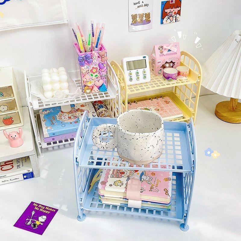 卓上ラック 収納ラック 机上 収納棚 2段 メッシュ ミニラック