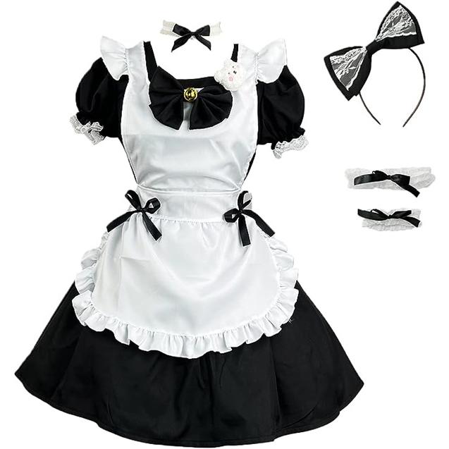 メイド服 コスプレ メイドコスチューム 仮装 女装 コンカフェ メイドカフェ ショート丈 レディース 大きいサイズ セット イベント ハロウィン の商品画像