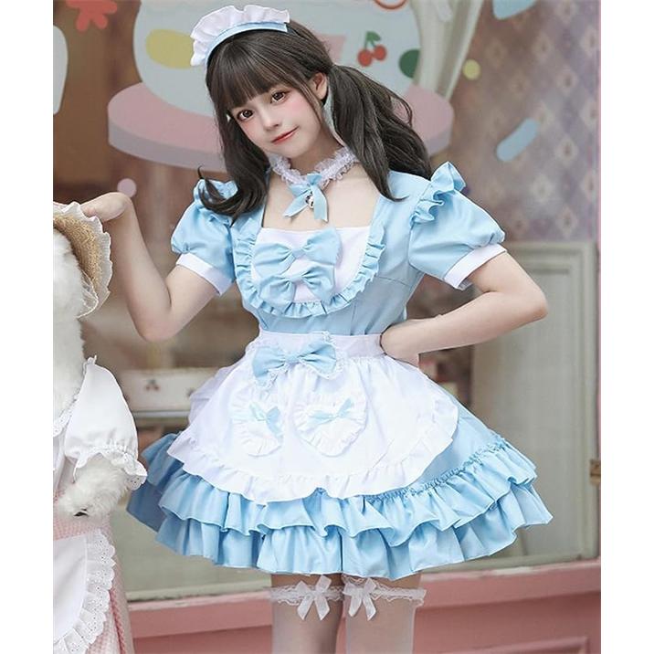 メイド服 コスプレ コンカフェ メイド ショート丈 可愛いリボン メイドコスチューム ハロウィン仮装 レディース ハロウィンメイド イベント パーティー 送料無料｜kawabasyoten｜15