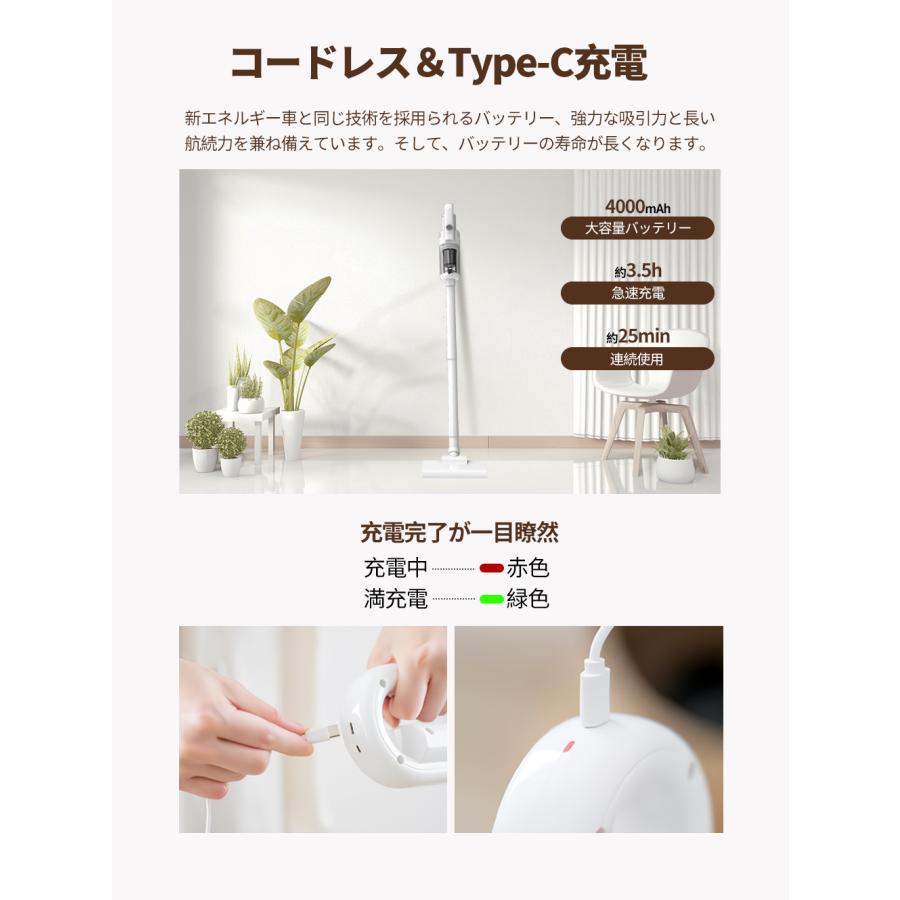 掃除機 コードレス 強力吸引 軽量 充電式 2WAY ハンディー スティック
