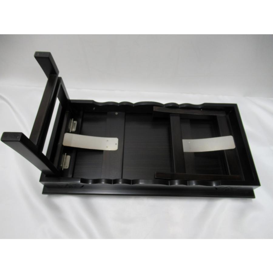 川本仏壇店「黒檀製 折畳み式 棚板付 経机 巾56cm/筆返し無垢/足 川本仏壇店「黒檀製 折畳み式 棚板付 経机 巾56cm/筆返し無垢/足