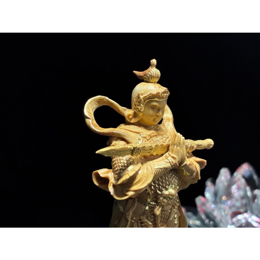 「ミニ韋駄天/本柘植/金泥蒔絵」総高10.5cm/木製/つげ/いだてん「202504」川本仏壇店/川本仏の画像
