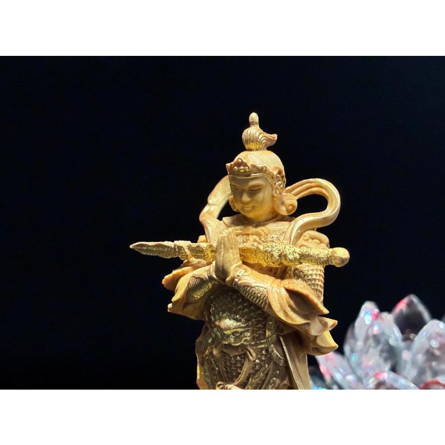 「ミニ韋駄天/本柘植/金泥蒔絵」総高10.5cm/木製/つげ/いだてん「202504」川本仏壇店/川本仏の画像