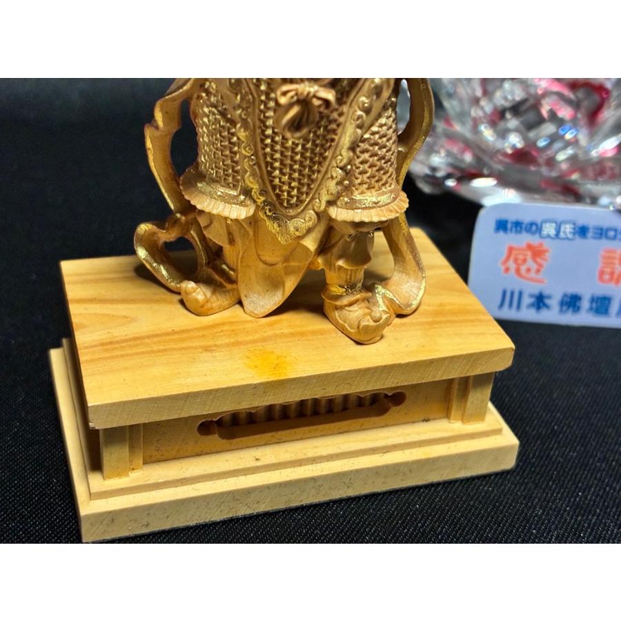 「ミニ韋駄天/本柘植/金泥蒔絵」総高10.5cm/木製/つげ/いだてん「202504」川本仏壇店/川本仏の画像