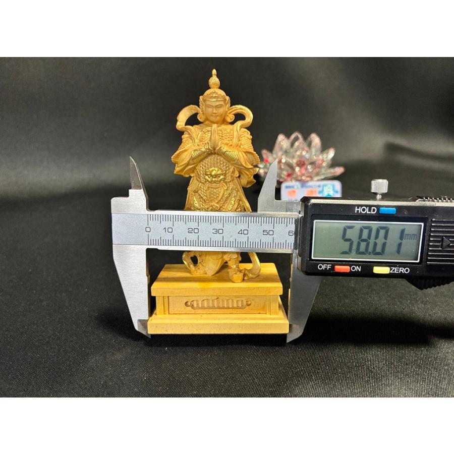 「ミニ韋駄天/本柘植/金泥蒔絵」総高10.5cm/木製/つげ/いだてん「202504」川本仏壇店/川本仏の画像