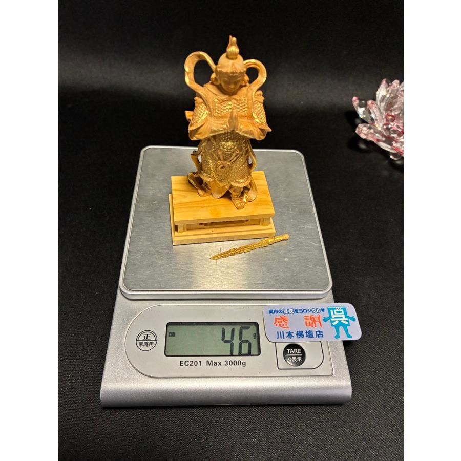 「ミニ韋駄天/本柘植/金泥蒔絵」総高10.5cm/木製/つげ/いだてん「202504」川本仏壇店/川本仏の画像