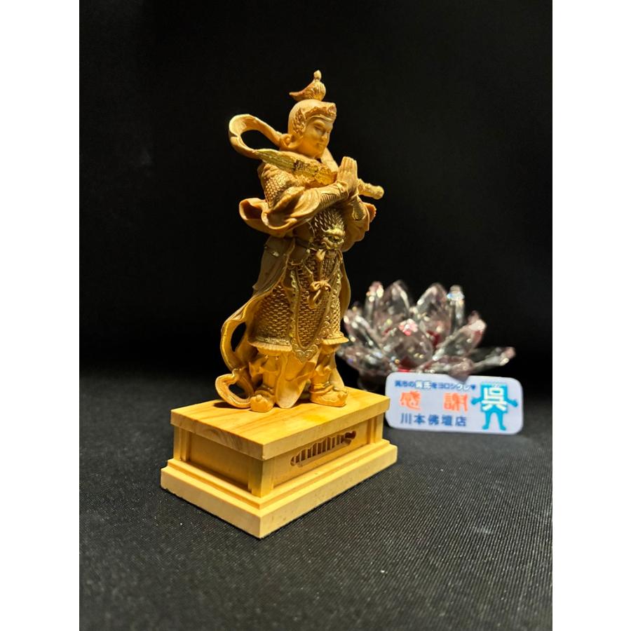 「ミニ韋駄天/本柘植/金泥蒔絵」総高10.5cm/木製/つげ/いだてん「202504」川本仏壇店/川本仏の画像