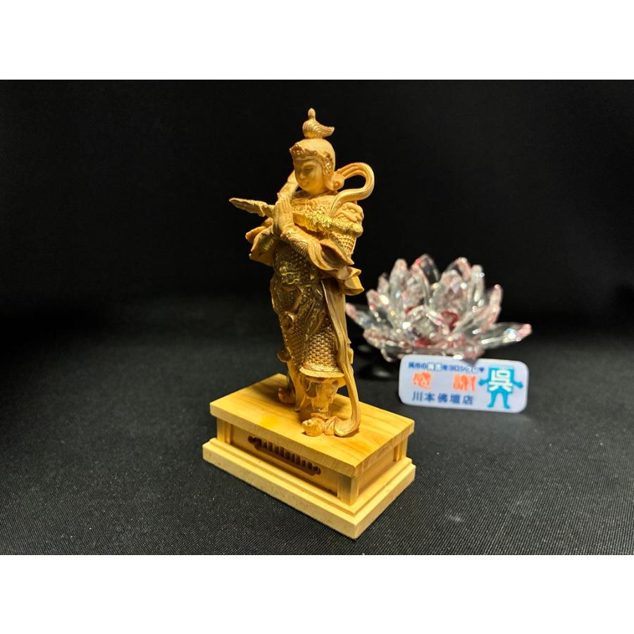 「ミニ韋駄天/本柘植/金泥蒔絵」総高10.5cm/木製/つげ/いだてん「202504」川本仏壇店/川本仏の画像