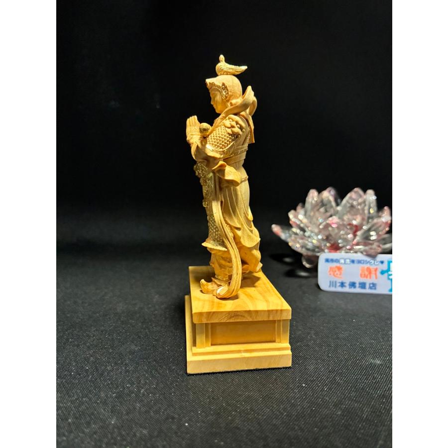 「ミニ韋駄天/本柘植/金泥蒔絵」総高10.5cm/木製/つげ/いだてん「202504」川本仏壇店/川本仏の画像