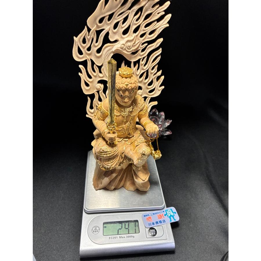ミニ韋駄天/本柘植/金泥蒔絵」総高10.5cm/木製/つげ/いだてん「202504
