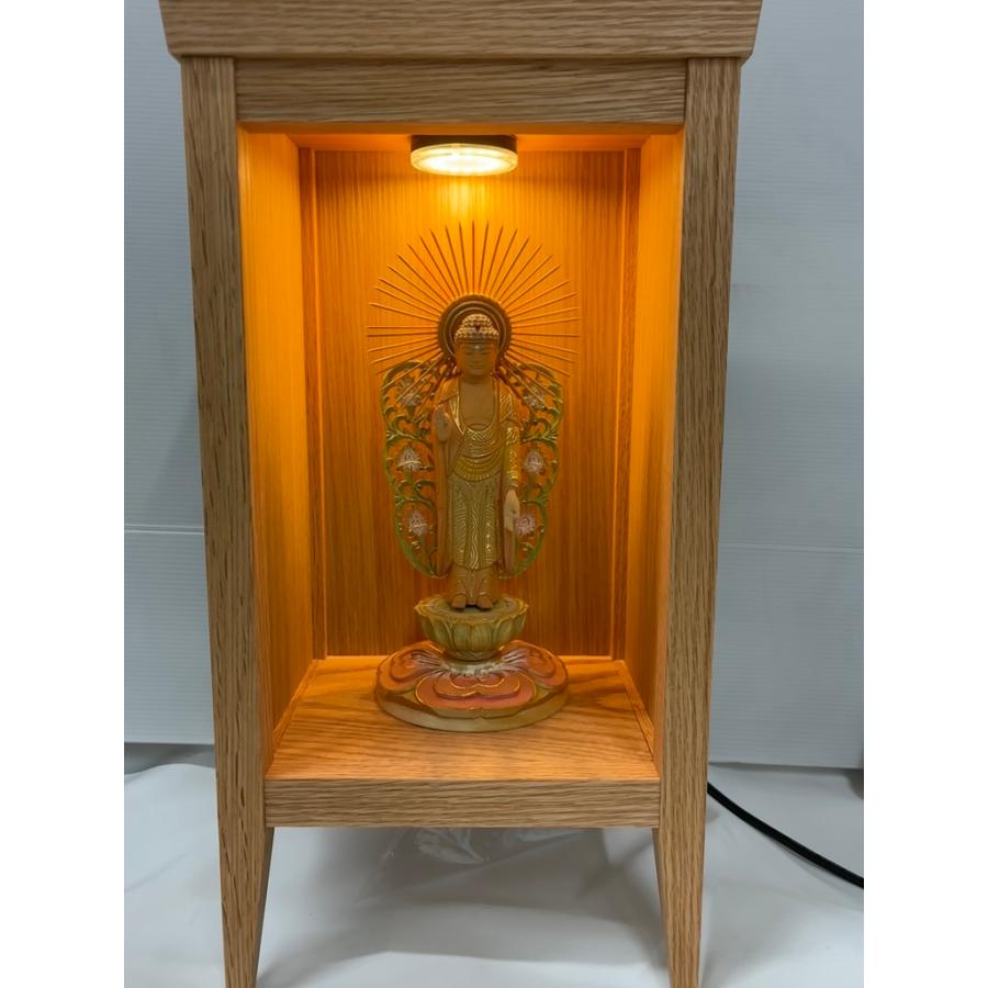 日本製「オーク無垢材使用 仏像厨子 オイル仕上 LED 手元スイッチ」手元供養  ペット供養/仏壇/ペット モダン仏壇/川本仏壇店 川本仏の画像