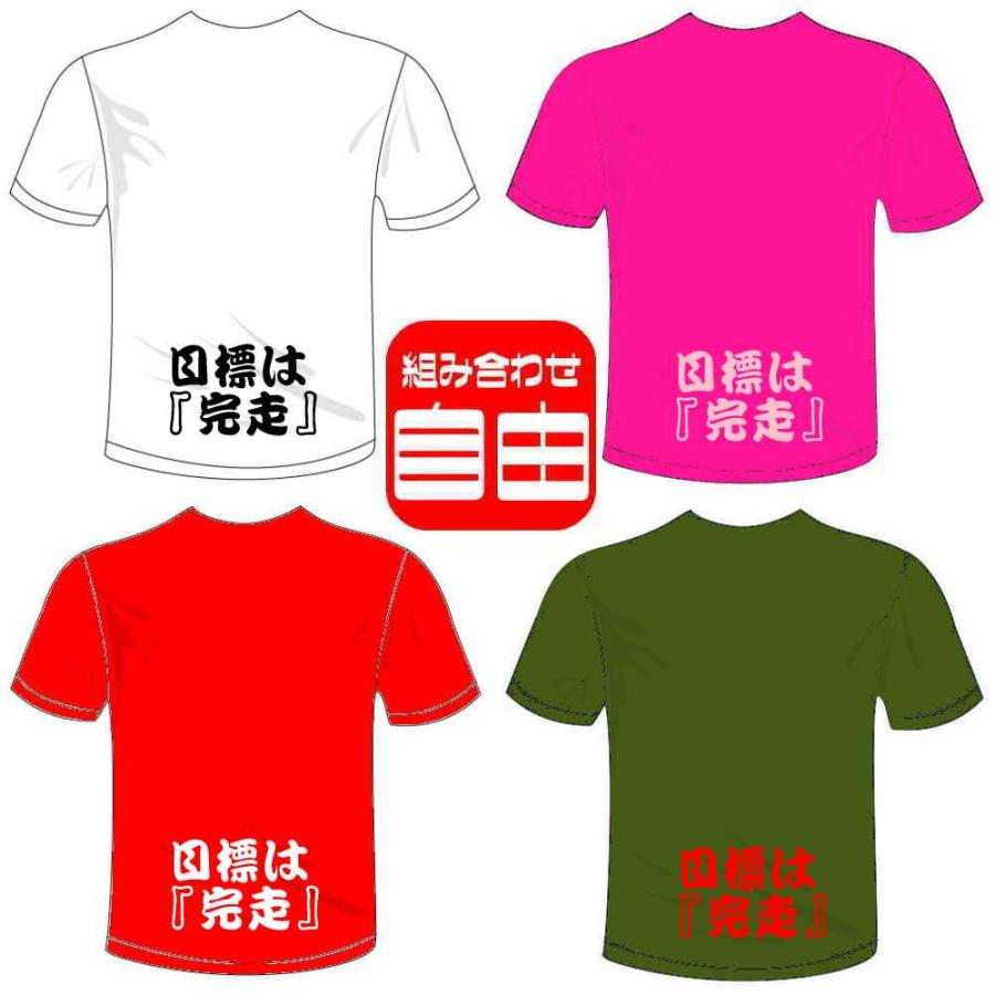 スポーツ 漢字 おもしろTシャツ (5×6色) (ドライ加工) 目標は『完走』T
