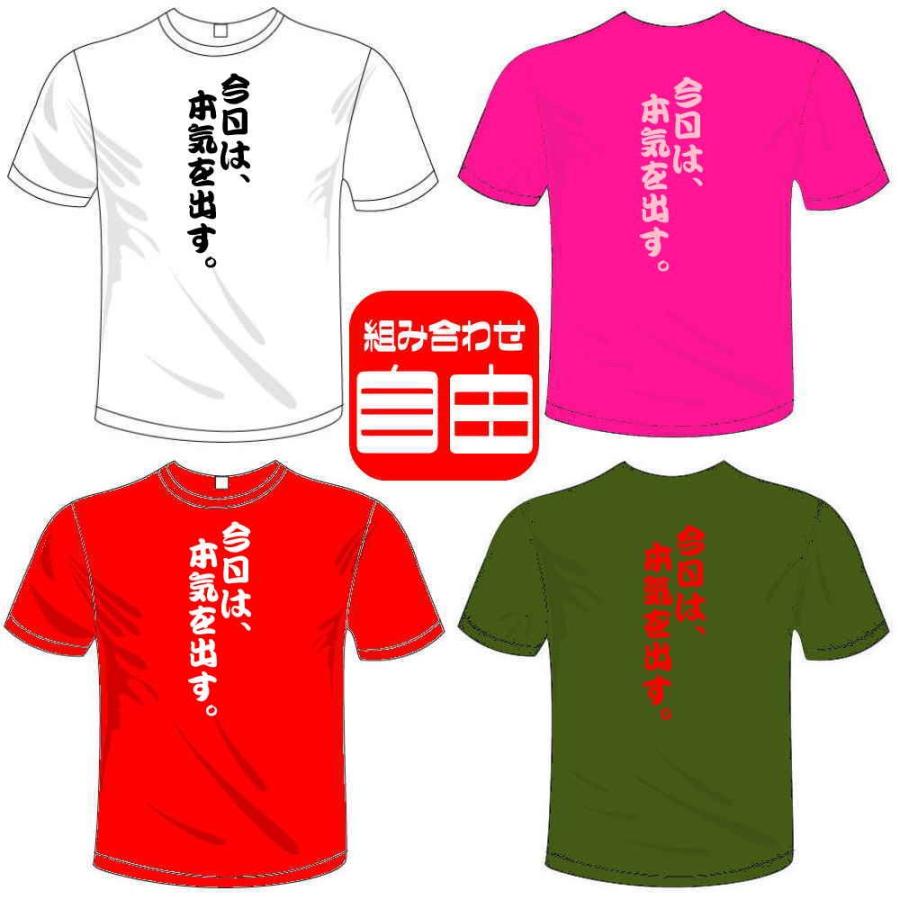 おもしろTシャツ (5×6色) 面白メッセージ 今日は、本気を出す。Tシャツ