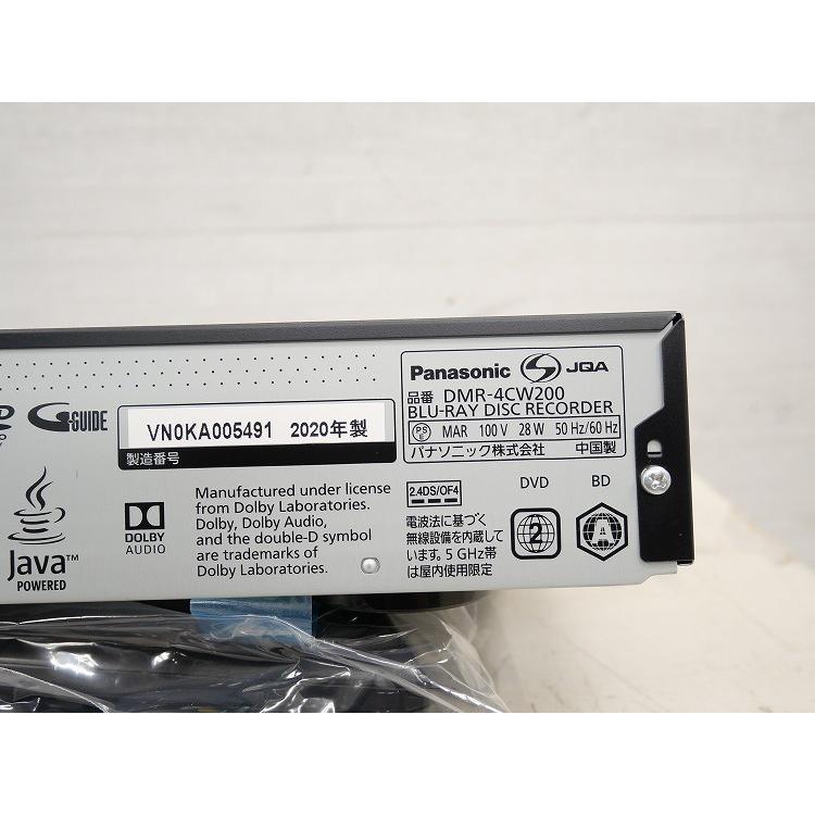 Panasonic製/2020年式/4Kブルーレイディスクレコーダー/DMR-4CW200