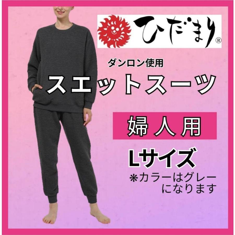 ひだまり スエットスーツ 上下 グレー 婦人用 Lサイズ ダンロン 抗菌