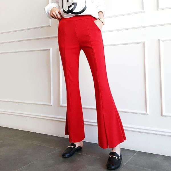 KAPITAL コットンリネン パンツ ブーツカット フレア スリット フレアパンツ レディース ブーツカットパンツ センター