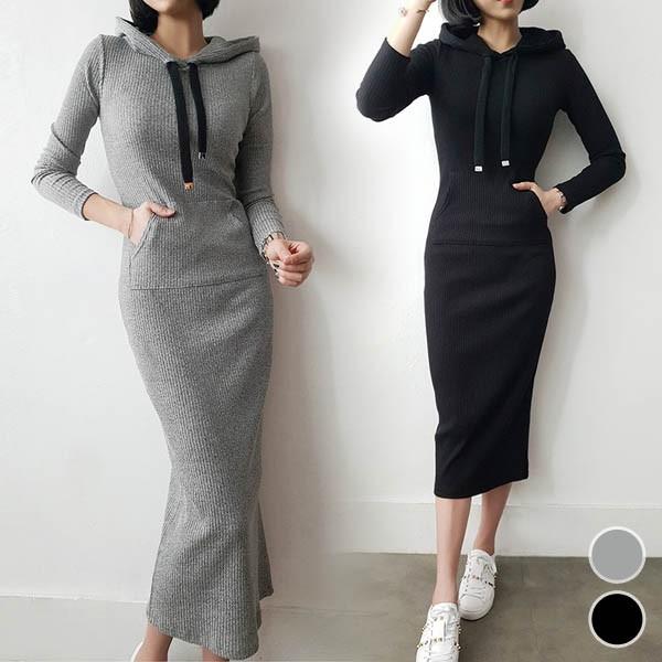 ワンピース レディース パーカー ワンピ 長袖 ロング フード付き リブ タイト スリム カジュアル きれいめ 春 秋 冬 韓国 代 30代 40代 メール便可 To877 最大10 Offクーポン
