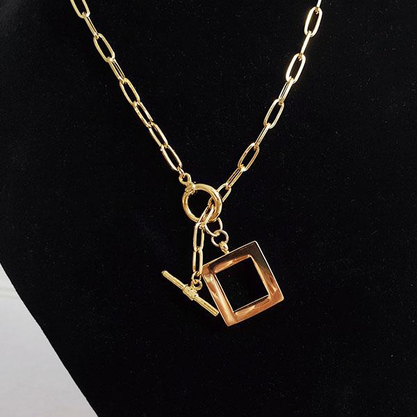 ネックレス レディース スクエア ペンダント 四角 チェーン ゴールド