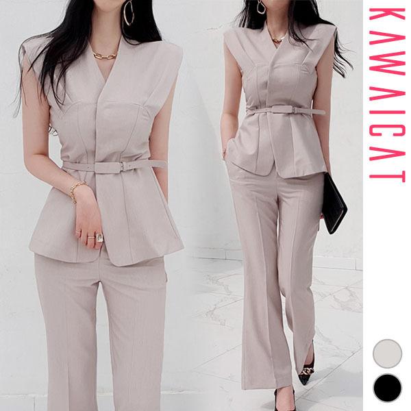 最も優遇 セットアップ レディース スーツ ノースリーブ ジャケット ベルトセット パンツ ブーツカット ワイド タイト Vネック 春 夏 韓国 To Kawaicat 通販 Yahoo ショッピング 即納 最大半額 Www Doctor Plan Com