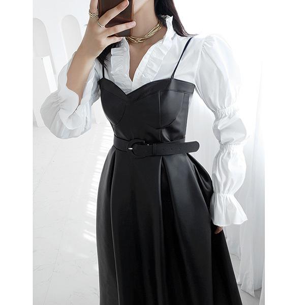 ワンピース レディース ノースリーブ ロング丈 レザー キャミ ワンピース レディース ノースリーブ ロング丈 レザー キャミ