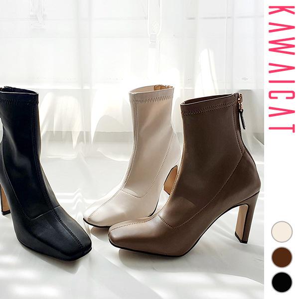 最も優遇 ヒール 9cm ブーツ レディース シューズ 靴 ショートブーツ アンクルブーツ スクエアトゥ オフィス きれいめ 上品 秋 冬 韓国 To 21新作モデル Helpit Me