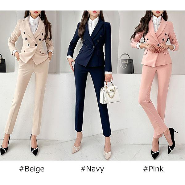 セットアップ レディース ジャケット 長袖 スラックス パンツ スーツ  