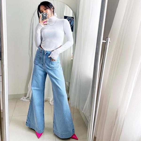 パンツ レディース ボトムス ブーツカット デニム ワイドパンツ パンツ レディース ボトムス ブーツカット デニム ワイドパンツ
