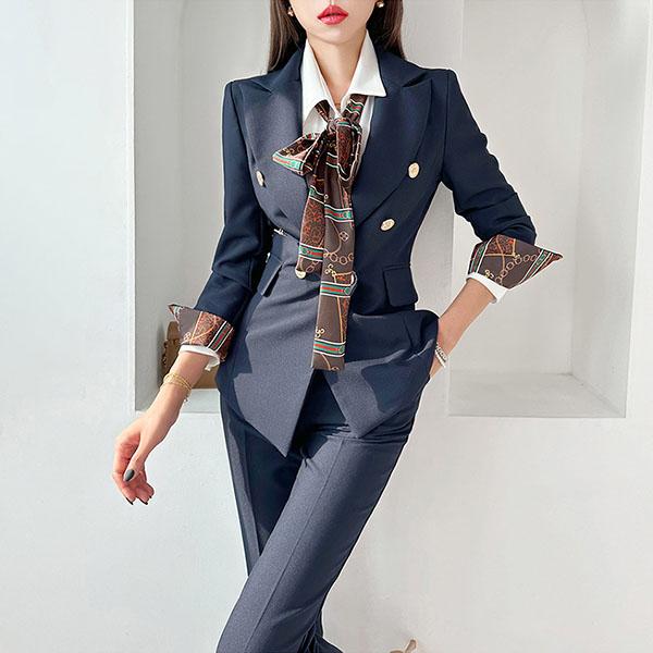 セットアップ レディース スーツ スカーフセット ジャケット  