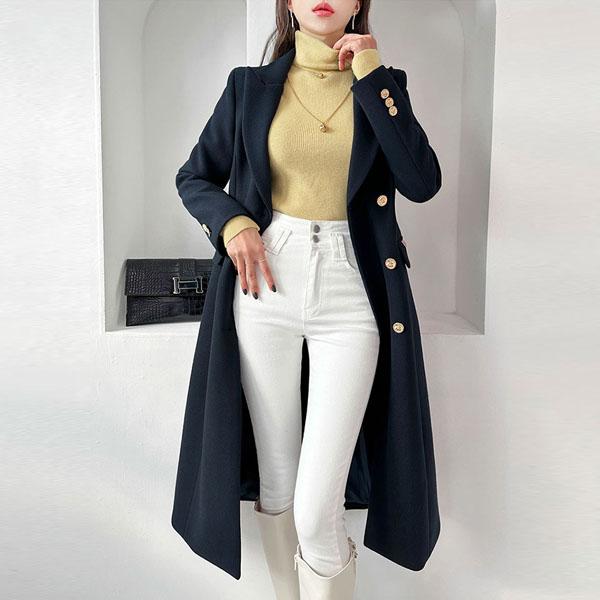 コート レディース アウター 長袖 チェスターコート 襟付き ロング丈