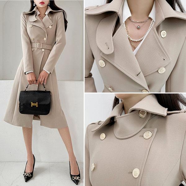 コート レディース アウター 長袖 襟付き ロング丈 マキシ丈