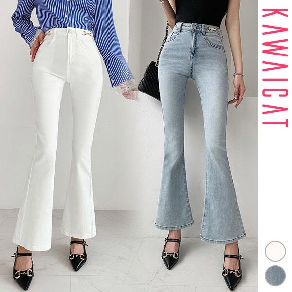 パンツ レディース ボトムス デニム ブーツカット ベルボトム フレア 