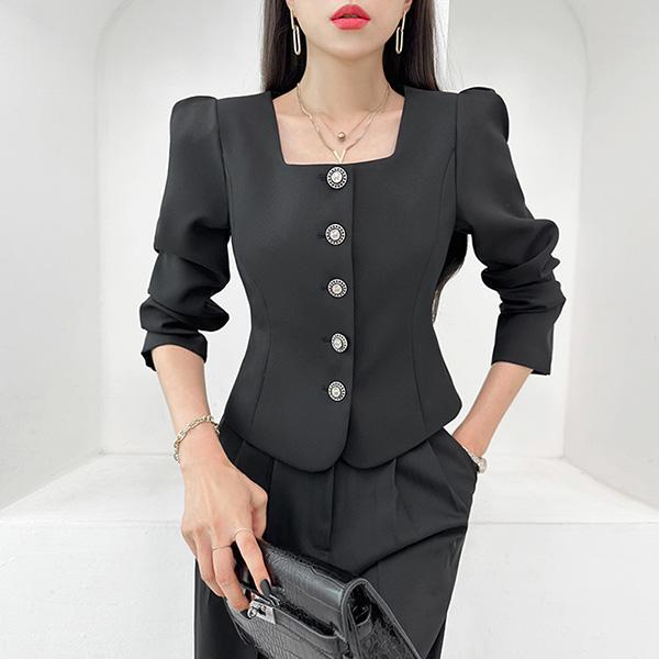セットアップ レディース スクエアネック ジャケット 長袖 スラックス