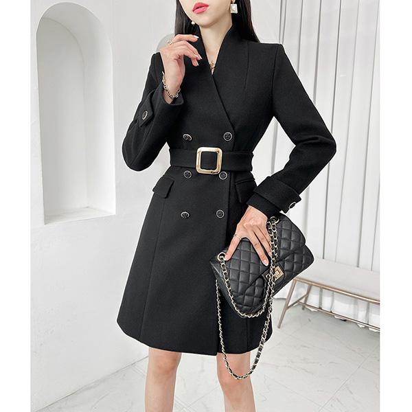 コート レディース アウター 長袖 タイト ジャケット 襟付き ダブル