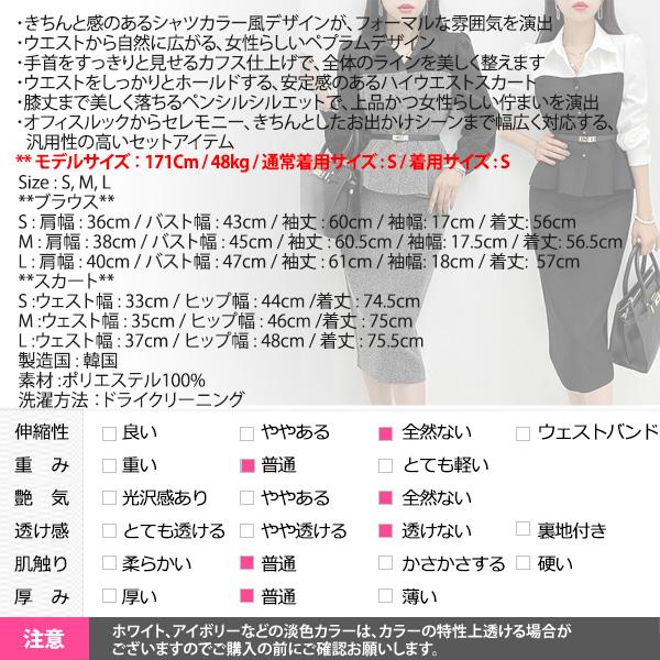 セットアップ レディース ツーピース アンサンブル ブラウス 長袖