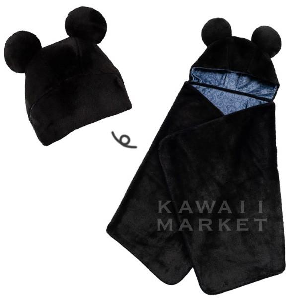 ミッキーマウス ブランケット ディズニーランド お土産 クリスマスプレゼント フード付き 4way 折りたたみ ブラック ひざかけ 肩掛け 防寒 Km18 R Kawaii Market 通販 Yahoo ショッピング