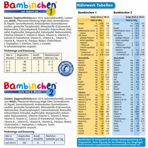 ニュージーランド産 やぎ 粉ミルク bambinchen Step 2 6ヶ月〜 400g 