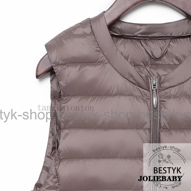 新作揃え-ダウンベスト レディース ロング丈 軽量 ダブルジッパー